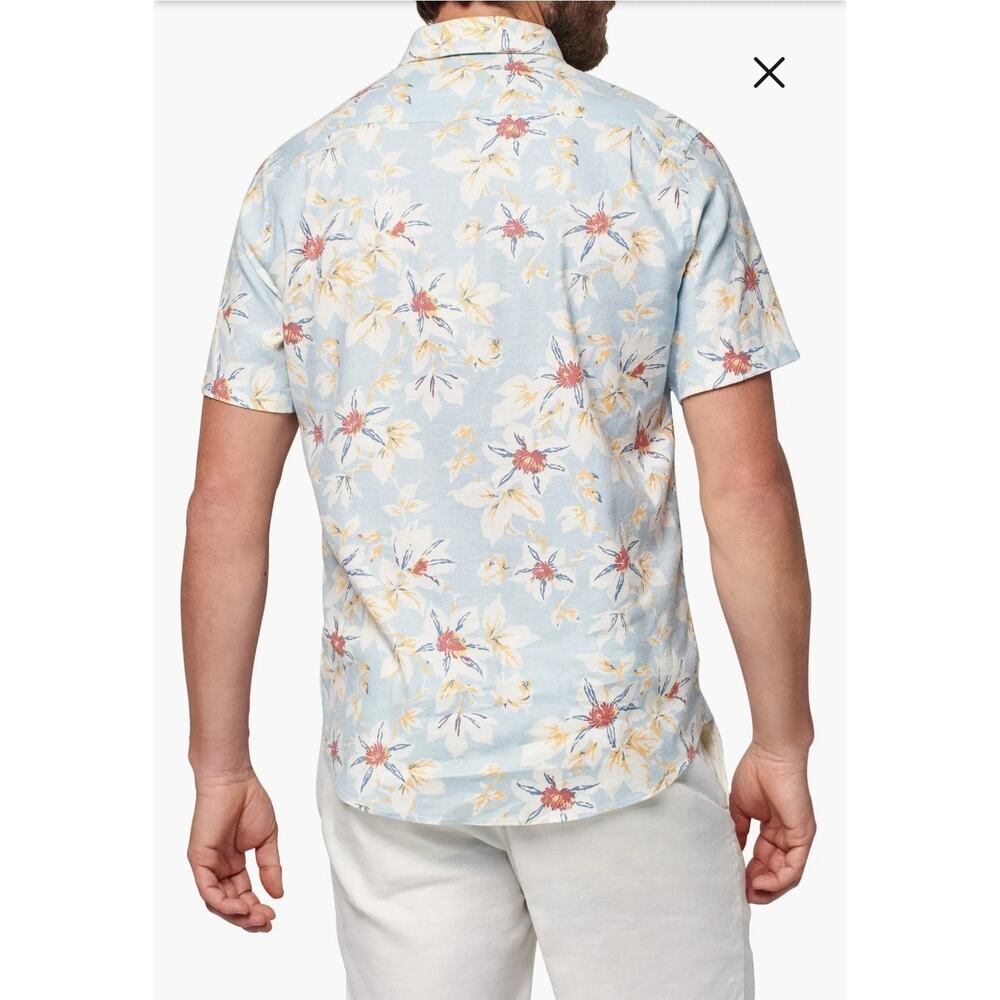 Faherty Breeze Floral Short Sleeve Button Down Men's Large Blue Hawaiian - Picture 2 of 9